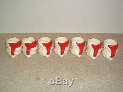 Vintage 50's Santa Claus Punch Bowl Ladle and 7 Cups Handpainted