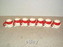 Vintage 50's Santa Claus Punch Bowl Ladle and 7 Cups Handpainted