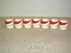 Vintage 50's Santa Claus Punch Bowl Ladle and 7 Cups Handpainted