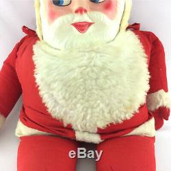 Vintage 50s Santa Claus Plush Jumbo Stuffed Doll 3 Feet Tall Plastic Rubber Face