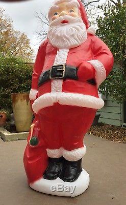 Vintage 60 Tall General Foam Lighted Santa Claus Blow Mold Christmas Decoration