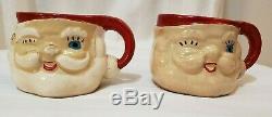Vintage 60's Santa Claus Punch Bowl 9 Cups Hand painted. Signed Japan H H