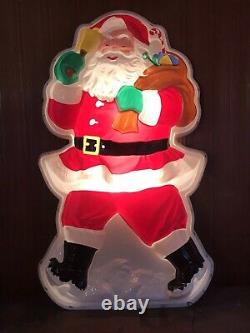 Vintage 63 X 37 Molded Plastic Flatback Lighted Santa Claus