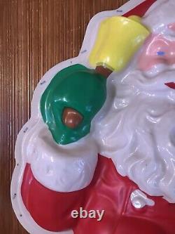 Vintage 63 X 37 Molded Plastic Flatback Lighted Santa Claus