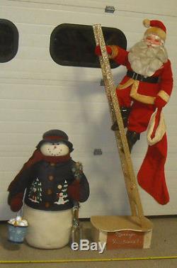 Vintage 72 Department Store Display Christmas Santa Claus Doll With Snowman