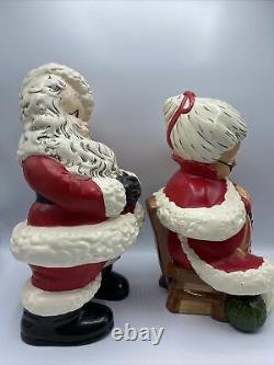 Vintage 80s Atlantic Mold Mr and Mrs Santa Claus Christmas Figures 14.5 12.5
