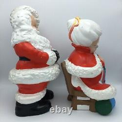 Vintage 80s Atlantic Mold Mr and Mrs Santa Claus Christmas Figures 14.5 12.5