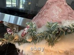 Vintage Animated Musical Lighted Santa Claus Victorian Pink Robe Works See Video