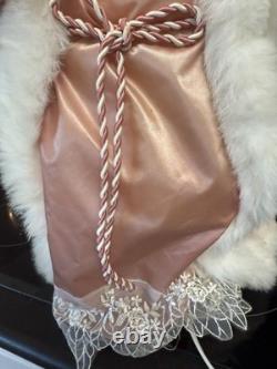 Vintage Animated Musical Lighted Santa Claus Victorian Pink Robe Works See Video