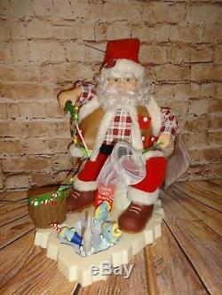 Vintage Animated Telco Motion Lighted Fishing Santa Claus Motion-ettes RARE
