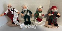 Vintage Annalee Mobilitee Christmas Dolls Lot of 4 Santa Claus Drummer Boy 1990s