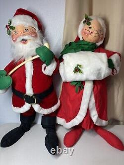 Vintage Annalee Mr & Mrs Santa Claus Christmas Mobilitee Dolls 1960's 28