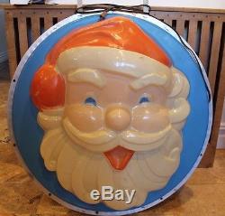Vintage Antique Celluloid Santa Claus Sign Advertising Double Sided Cira 1950s