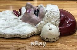 Vintage Antique Folk Art Old Plaster Hand Made Santa Claus Head Decoration