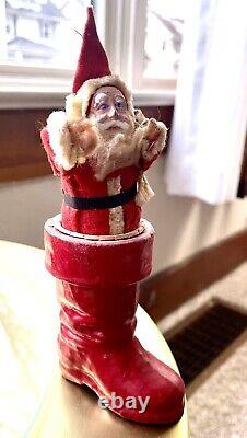 Vintage Antique Santa Claus Figure 1930 Japan in Boot 6 inches tall