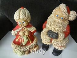 Vintage Atlantic Mold Ceramic Mr & Mrs Santa Claus Figure's 14-1/2 Tall