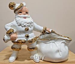 Vintage Atlantic Mold Ceramic Santa Claus Figure with Music Box Planter USA