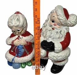 Vintage Atlantic Mold Ceramic Santa and Mrs. Claus Christmas Figures 14 & 12