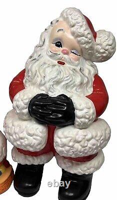 Vintage Atlantic Mold Ceramic Santa and Mrs. Claus Christmas Figures 14 & 12