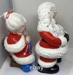 Vintage Atlantic Mold Ceramic Santa and Mrs. Claus Christmas Figures 14 & 12