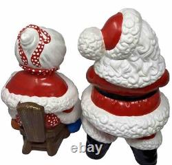Vintage Atlantic Mold Ceramic Santa and Mrs. Claus Christmas Figures 14 & 12