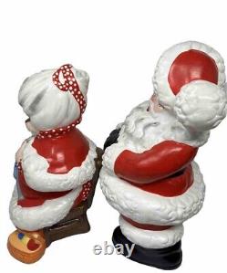 Vintage Atlantic Mold Ceramic Santa and Mrs. Claus Christmas Figures 14 & 12