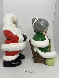 Vintage Atlantic Mold Ceramic Santa and Mrs. Claus Christmas Figures Approx 14