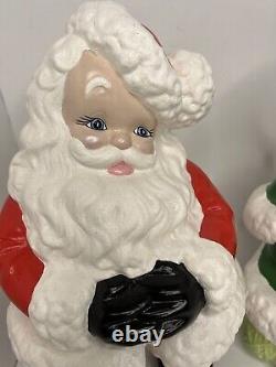 Vintage Atlantic Mold Ceramic Santa and Mrs. Claus Christmas Figures Approx 14