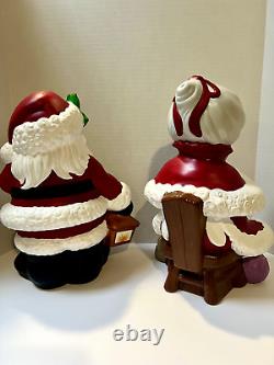 Vintage Atlantic Mold Ceramic Winking Santa and Mrs. Claus Christmas Figures