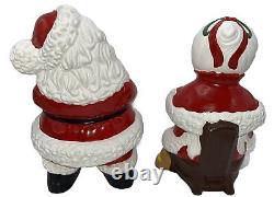 Vintage Atlantic Mold Ceramic Winking Santa and Mrs. Claus Christmas Figures