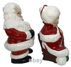 Vintage Atlantic Mold Ceramic Winking Santa and Mrs. Claus Christmas Figures