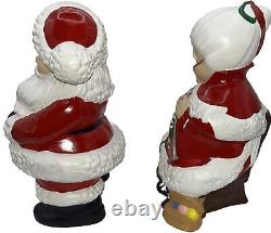 Vintage Atlantic Mold Ceramic Winking Santa and Mrs. Claus Christmas Figures