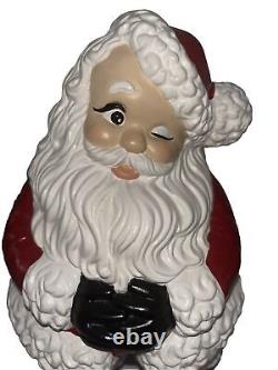 Vintage Atlantic Mold Ceramic Winking Santa and Mrs. Claus Christmas Figures