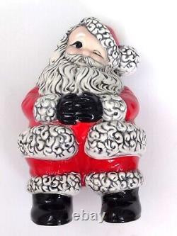 Vintage Atlantic Mold Hand Painted Winking Santa 9 Ceramic Figure MCM Christmas
