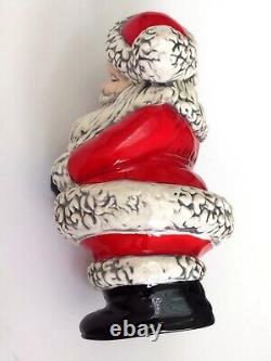 Vintage Atlantic Mold Hand Painted Winking Santa 9 Ceramic Figure MCM Christmas