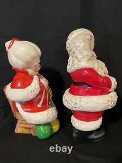 Vintage Atlantic Mold Mr. & Mrs. Santa Claus Knitting Ceramic Christmas 14
