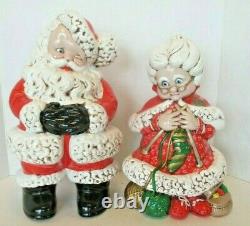 Vintage Atlantic Mold Santa and Mrs Claus Knitting 14 inch Statues