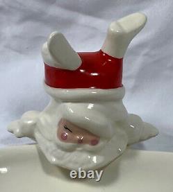 Vintage BETTY LOU NICHOLS Ceramics CHRISTMAS Tree SANTA Party Dish Old Figure