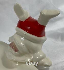 Vintage BETTY LOU NICHOLS Ceramics CHRISTMAS Tree SANTA Party Dish Old Figure