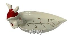 Vintage BETTY LOU NICHOLS Ceramics CHRISTMAS Tree SANTA Party Dish Old Figure