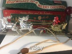 Vintage Bradford Santa Claus & His Reindeer Light Up Mantel Decoration Orig Box