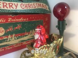 Vintage Bradford Santa Claus & His Reindeer Light Up Mantel Decoration Orig Box