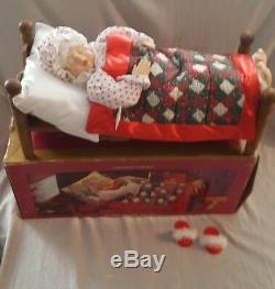 Vintage CHRISTMAS Animated Sleeping Mrs Santa Claus With Sound Bed