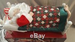 Vintage CHRISTMAS Animated Sleeping Santa With Sound Bed Grandeur Noel