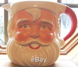 Vintage CHRISTMAS Ceramic SANTA CLAUS MILK or CREAMER PITCHER Japan BLUE EYES