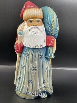 Vintage Carved Wooden Russian Santa Claus Hand Painted Christmas Russia 9