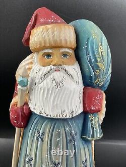 Vintage Carved Wooden Russian Santa Claus Hand Painted Christmas Russia 9