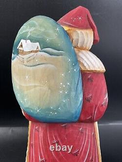 Vintage Carved Wooden Russian Santa Claus Hand Painted Christmas Russia 9