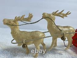 Vintage Celluloid SANTA CLAUS & SLEIGH WITH 2 REINDEERS Christmas JAPAN 1930's