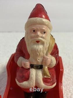 Vintage Celluloid SANTA CLAUS & SLEIGH WITH 2 REINDEERS Christmas JAPAN 1930's